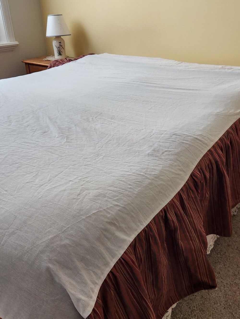 THOMASVILLE Bed Skirt Queen Brown Rust Stripes 100% Cotton Country Cottage USA